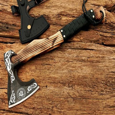Fully Customized Carbon Steel Axe | Handmade Functional Axe | Viking Axe with Olive Wood Handle