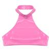 ACSUSS Women's Wetlook PVC Leather Mock Neck Zipper Vest Crop Top Exotic Clubwear Hot Pink A Medium view 4