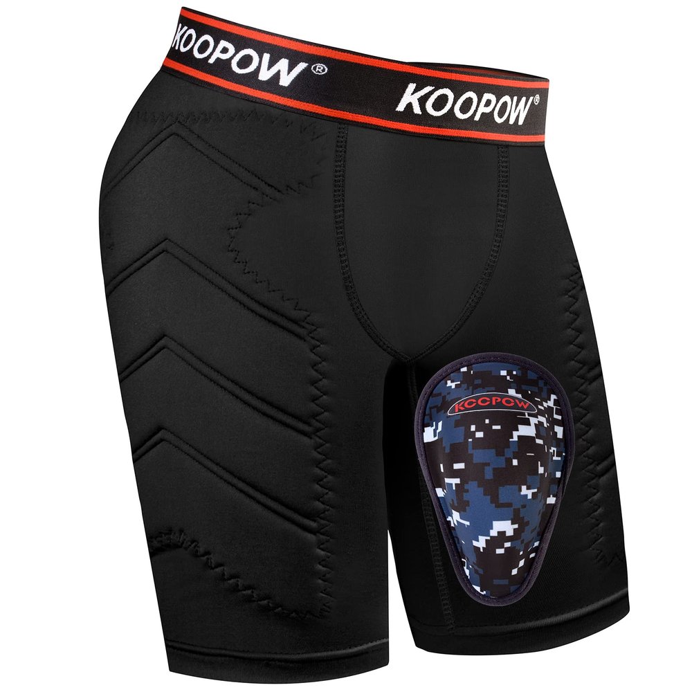 KOOPOW Boys Sliding Shorts Youth Baseball Cup Slider Shorts with Soft Protective Athletic Cup Baseball, Football, Lacrosse Black/Red