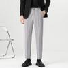 Men's Fashion British Slim Casual Suit Pants Stretch Fit Skinny Pants Classic Fit Flat Front Dress Pants (Grey,Medium) view 2