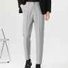 Men's Fashion British Slim Casual Suit Pants Stretch Fit Skinny Pants Classic Fit Flat Front Dress Pants (Grey,Medium) view 3