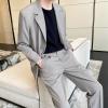 Men's Fashion British Slim Casual Suit Pants Stretch Fit Skinny Pants Classic Fit Flat Front Dress Pants (Grey,Medium) view 4