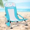 HAUSHOF High Back Beach Chair, Mesh Back Folding Chair, Lightweight Low Seat Camping Chairs with Cup Holder, Carry Bag, Padded Armrest for Outdoor Beach Lawn Camping Picnic Festival view 1