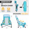 HAUSHOF High Back Beach Chair, Mesh Back Folding Chair, Lightweight Low Seat Camping Chairs with Cup Holder, Carry Bag, Padded Armrest for Outdoor Beach Lawn Camping Picnic Festival view 2