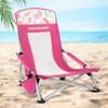 HAUSHOF High Back Beach Chair, Mesh Back Folding Chair, Lightweight Low Seat Camping Chairs with Cup Holder, Carry Bag, Padded Armrest for Outdoor Beach Lawn Camping Picnic Festival view 1