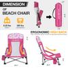 HAUSHOF High Back Beach Chair, Mesh Back Folding Chair, Lightweight Low Seat Camping Chairs with Cup Holder, Carry Bag, Padded Armrest for Outdoor Beach Lawn Camping Picnic Festival view 2