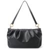 Women Ruched Shoulder Handbag Cloud Pouch Hobo Bag Convertible Clutch Soft Vegan Leather Cross body Bag (Black) view 1