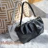 Women Ruched Shoulder Handbag Cloud Pouch Hobo Bag Convertible Clutch Soft Vegan Leather Cross body Bag (Black) view 2
