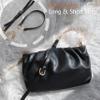 Women Ruched Shoulder Handbag Cloud Pouch Hobo Bag Convertible Clutch Soft Vegan Leather Cross body Bag (Black) view 4