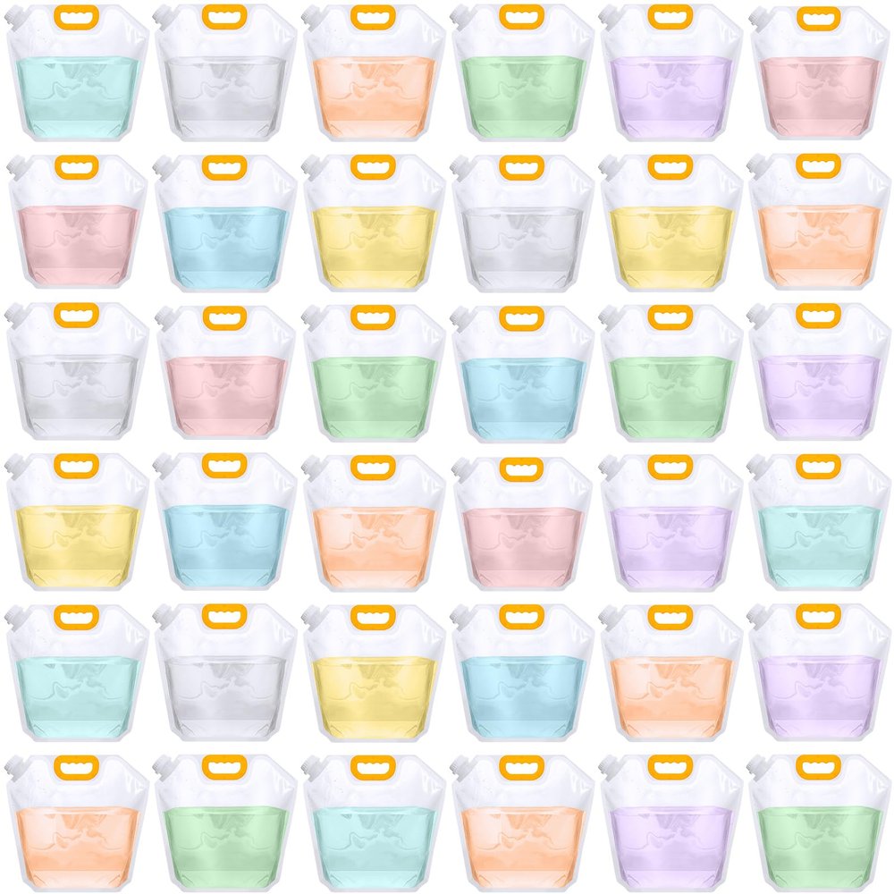 Tessco for you 36 Pcs 1.3 Gallon Collapsible Water Storage Bag Water Container Emergency Jug Plastic Storage Pouch Freezable Carrier Tank Foldable Bottle for Outdoor Sport Camping (Clear)