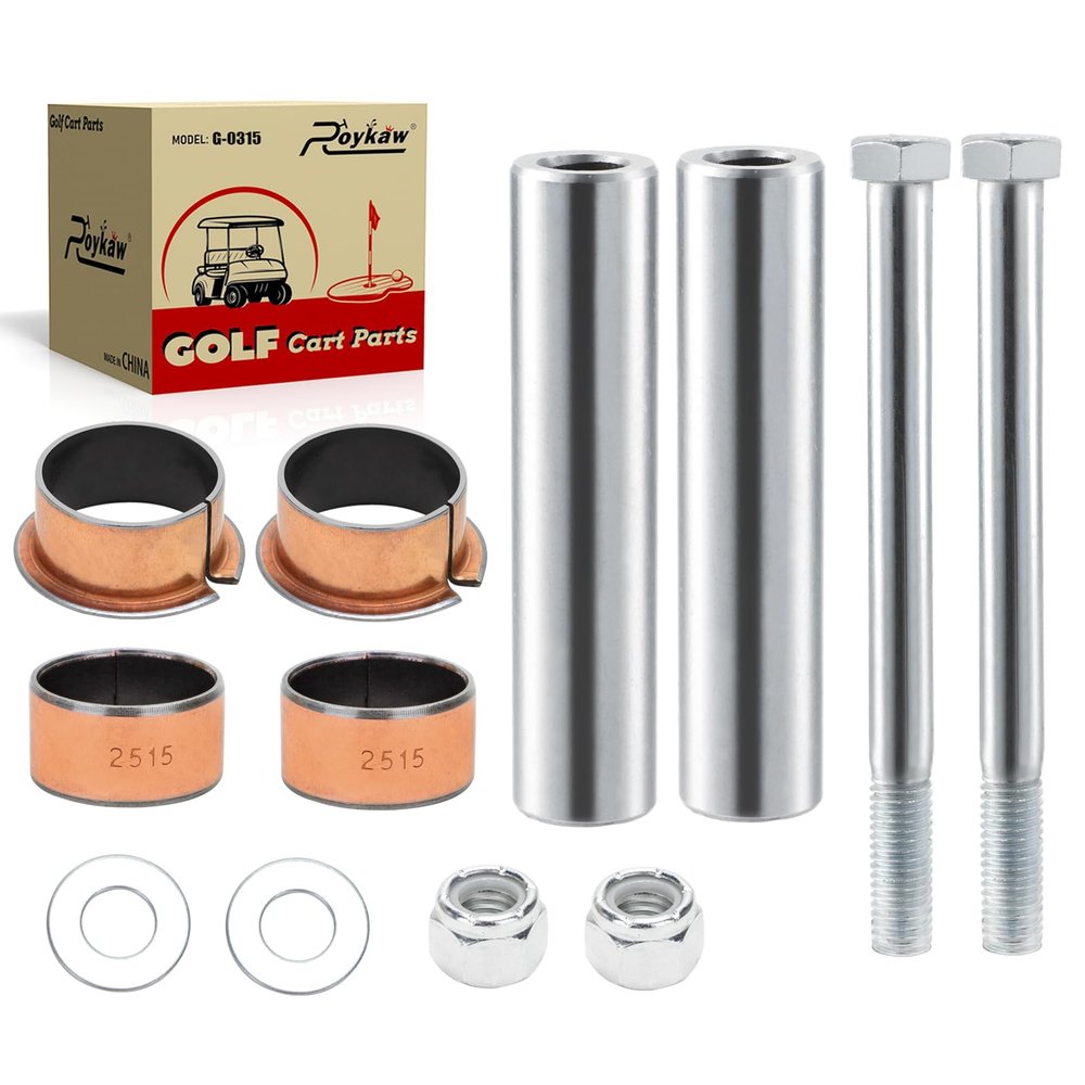 Roykaw EZGO TXT/PDS Kingpin Spindle Bushing Kit for 2001-Up Golf Cart Models, Replaces OEM # 70648-G01, 70745-G01, 614034
