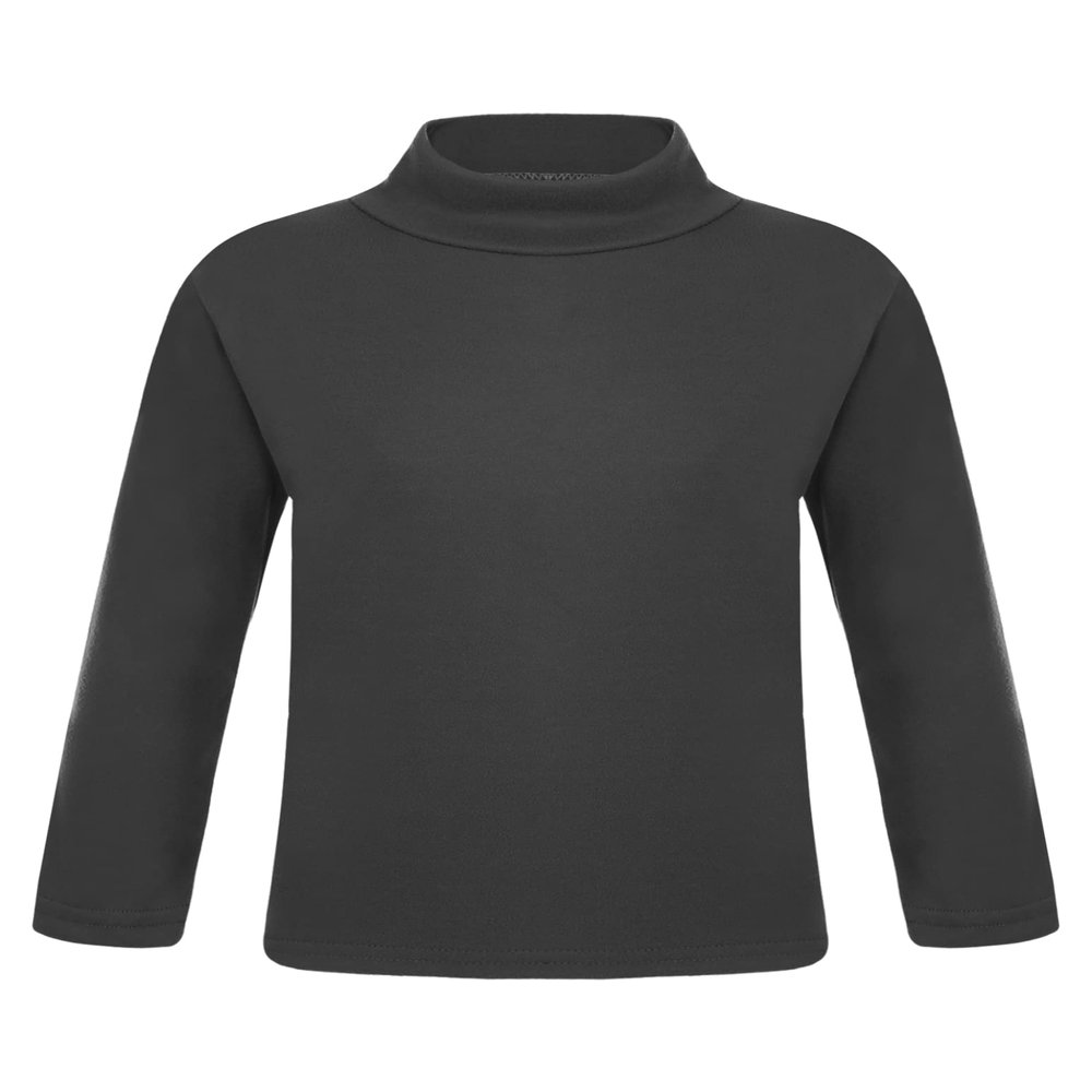 WinChang Kids Boys Girls Turtleneck Thermal Underwear Winter Baselayer Shirts Long Sleeve Solid Sweater Pullover Black 2-3 Years