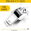 Kingdder 100 Pcs Metal Referee Whistle Bulk for Coach Whistles for Adults with Lanyard Stainless Steel Sports Whistle Emergency Loud Sound Whistle for Teachers Polices School Sports(Yellow) view 2