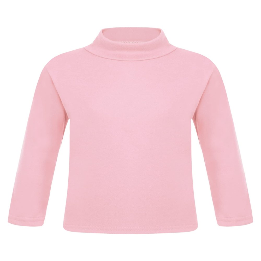 WinChang Kids Boys Girls Turtleneck Thermal Underwear Winter Baselayer Shirts Long Sleeve Solid Sweater Pullover Pink 7-8 Years