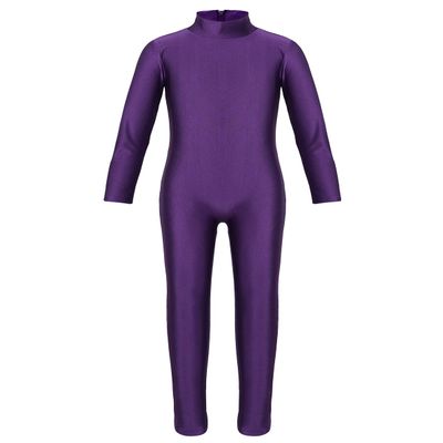 YOOJIA Kids Girls Long Sleeve Full Body Dance Laotard Unitard Gymnastics Ballet Dance Bodysuit Spandex Zentai Jumpsuit Purple 13-14