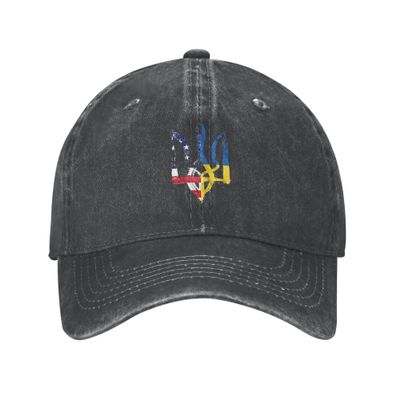Vintage Support Ukraine American Flag Cap Ukrainian National Emblem Ukraine Hat I Stand with Support Ukraine Pride Hat Black