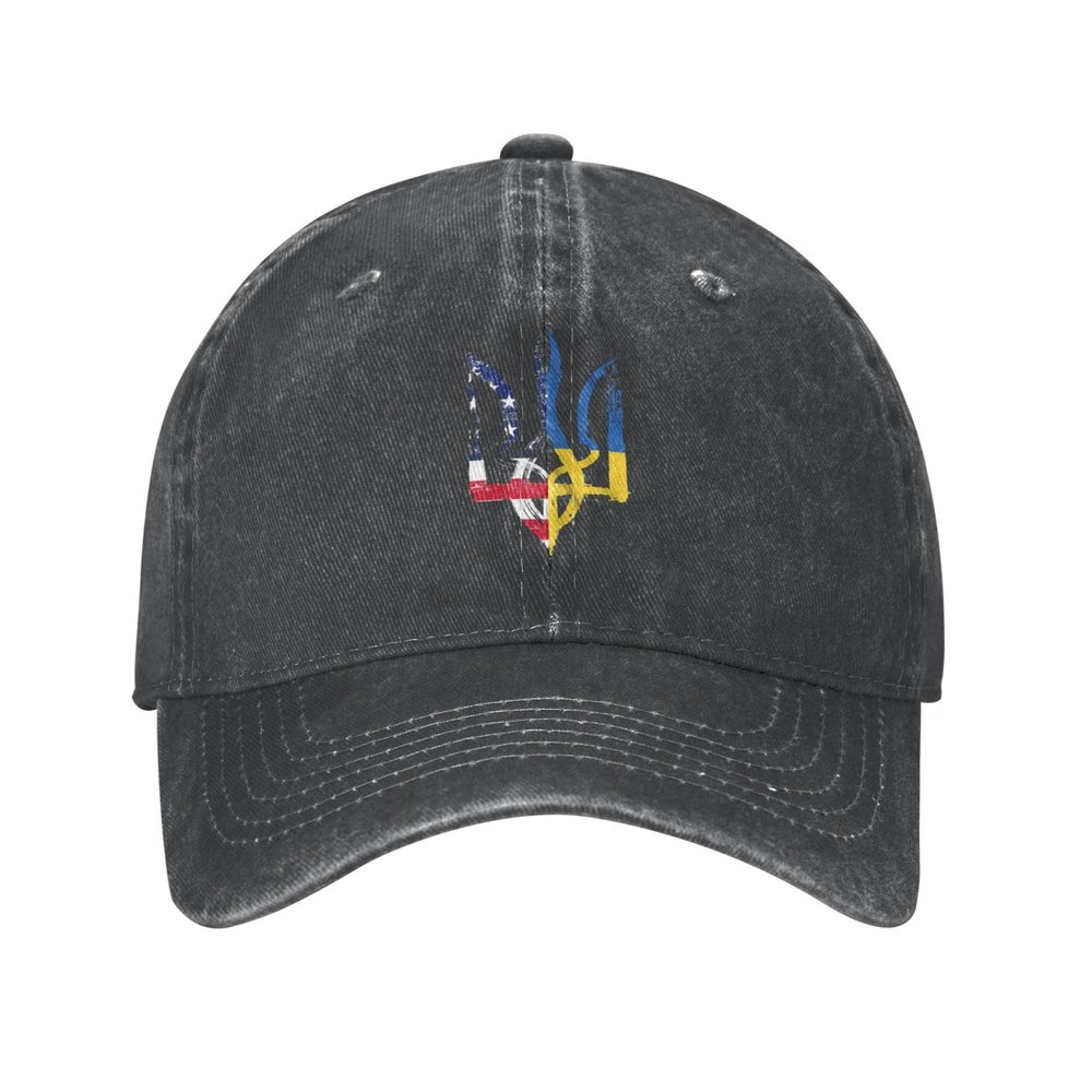 Vintage Support Ukraine American Flag Cap Ukrainian National Emblem Ukraine Hat I Stand with Support Ukraine Pride Hat Black