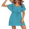 Ekouaer Women's Cover Up Short Sleeve Beachwear Coverups Loose V-Neck Bikini Beach Tunic Top view 1