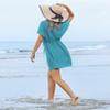 Ekouaer Women's Cover Up Short Sleeve Beachwear Coverups Loose V-Neck Bikini Beach Tunic Top view 3