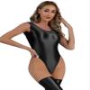 ACSUSS Womens Glossy Bodysuit Pool Party Swimsuit High Cut Sleeveless Leotard for Sports Workout Yoga Black Large view 3