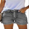 HUUSA Juniors Casual Summer Mid Waist Stretchy Denim Jean Shorts Fashion Soft Button Fly Rolled Hem Distressed Ripped Short Jeans for Women Outfit Bottom Gray 2XL view 2