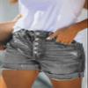 HUUSA Juniors Casual Summer Mid Waist Stretchy Denim Jean Shorts Fashion Soft Button Fly Rolled Hem Distressed Ripped Short Jeans for Women Outfit Bottom Gray 2XL view 3