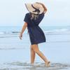 Ekouaer Womens Cover Up Short Sleeve Beachwear Coverups Loose V-Neck Bikini Beach Tunic Top view 3