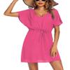 Ekouaer Women's Cover Up Short Sleeve Beachwear Coverups Loose V-Neck Bikini Beach Tunic Top view 1