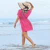 Ekouaer Women's Cover Up Short Sleeve Beachwear Coverups Loose V-Neck Bikini Beach Tunic Top view 3