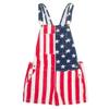 Unisex Flag Jumpsuit Overall Shorts Jeans Casual Workout Adjustable Strap Jumpsuit for Men Women view 3
