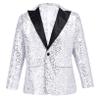 Hularka Kids Boys One Button Formal Dress Suit Jacket Blazer Shiny Sequins Wedding Party Banquet Prom Tuxedo Silver 8 Years view 1