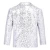 Hularka Kids Boys One Button Formal Dress Suit Jacket Blazer Shiny Sequins Wedding Party Banquet Prom Tuxedo Silver 8 Years view 2