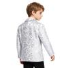 Hularka Kids Boys One Button Formal Dress Suit Jacket Blazer Shiny Sequins Wedding Party Banquet Prom Tuxedo Silver 8 Years view 4