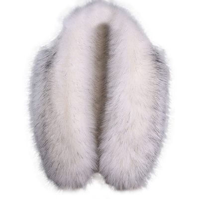 homeemoh Faux Fur Trim for Hood Replacement, Women's Faux Fur Collar Scarf Neck Collar Replacement for Winter Jacket Coat,80cm/31.5'',Milk White Black Tip Fox