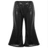 Agoky Kids Girls Sparkly Sequins Dance Pants Wide Leg Bell Bottoms Flared Trousers Hip Hop Jazz Disco Performance Costume Black 2-3 Years view 1