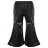 Agoky Kids Girls Sparkly Sequins Dance Pants Wide Leg Bell Bottoms Flared Trousers Hip Hop Jazz Disco Performance Costume Black 2-3 Years view 2