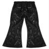 Agoky Kids Girls Sparkly Sequins Dance Pants Wide Leg Bell Bottoms Flared Trousers Hip Hop Jazz Disco Performance Costume Black 2-3 Years view 3