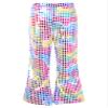 Agoky Kids Girls Sparkly Sequins Dance Pants Wide Leg Bell Bottoms Flared Trousers Hip Hop Jazz Disco Performance Costume Colorful 13-14 Years view 1