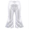 Agoky Kids Girls Sparkly Sequins Dance Pants Wide Leg Bell Bottoms Flared Trousers Hip Hop Jazz Disco Performance Costume Silver 6-7 Years view 1