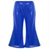 Agoky Kids Girls Sparkly Sequins Dance Pants Wide Leg Bell Bottoms Flared Trousers Hip Hop Jazz Disco Performance Costume Royal Blue 11-12 Years view 1