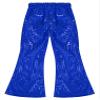 Agoky Kids Girls Sparkly Sequins Dance Pants Wide Leg Bell Bottoms Flared Trousers Hip Hop Jazz Disco Performance Costume Royal Blue 11-12 Years view 3