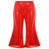 Agoky Kids Girls Sparkly Sequins Dance Pants Wide Leg Bell Bottoms Flared Trousers Hip Hop Jazz Disco Performance Costume Red 9-10 Years view 1