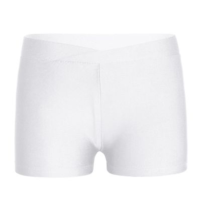 Huimingda Kids Girls Athletic Gymnastics Shorts Dance Shorts Tumbling Volleyball Cheer Ballet Bottoms White 8-10 Years