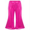 Agoky Kids Girls Sparkly Sequins Dance Pants Wide Leg Bell Bottoms Flared Trousers Hip Hop Jazz Disco Performance Costume Hot Pink 13-14 Years view 1
