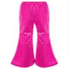 Agoky Kids Girls Sparkly Sequins Dance Pants Wide Leg Bell Bottoms Flared Trousers Hip Hop Jazz Disco Performance Costume Hot Pink 13-14 Years view 2