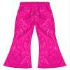Agoky Kids Girls Sparkly Sequins Dance Pants Wide Leg Bell Bottoms Flared Trousers Hip Hop Jazz Disco Performance Costume Hot Pink 13-14 Years view 3