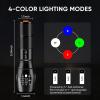 WINDFIRE 4 Color in 1 Tactical Flashlight, Red Green Blue White Light LED Hunting Flashlights with Scope Mount, Waterproof Zoomable Multicolor Flashlight Hog Coyote Fox Predator Light view 2
