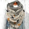 SCAPH Womens Scarf Halloween Winter Print Button Soft Wrap Casual Warm Scarves Shawls Bag Scarf (Color : A-Khaki, Size : One Size) view 2