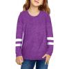 Little Girls Casual Long Sleeve T Shirts Crewneck Tunic Tops 4-13Y Kids Button Striped Tee (07#Purple, 6-7 Years) view 2
