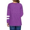 Little Girls Casual Long Sleeve T Shirts Crewneck Tunic Tops 4-13Y Kids Button Striped Tee (07#Purple, 6-7 Years) view 3